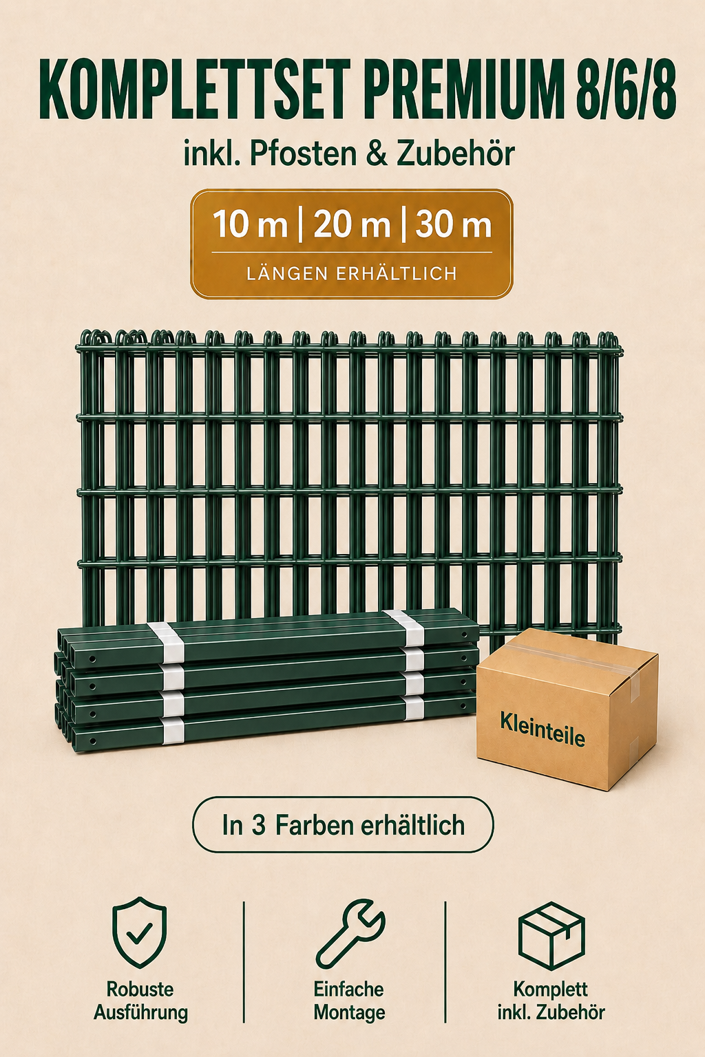 Komplettset Premium 8/6/8 | Doppelstabmattenzaun