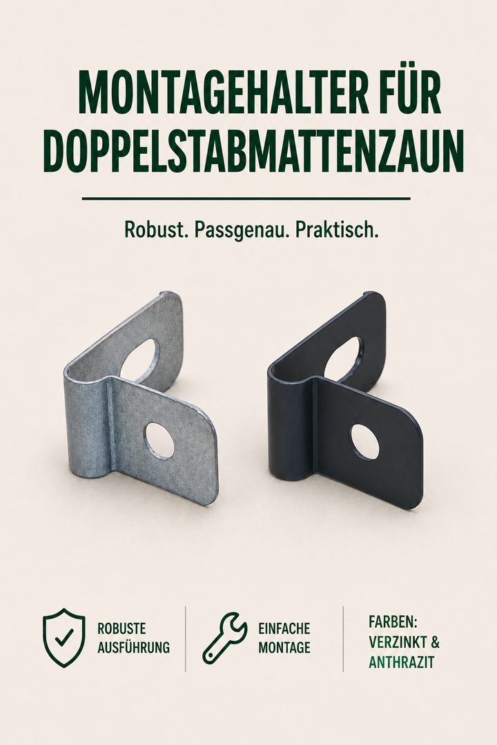 Montagehalter für Doppelstabmattenzaun verzinkt &amp; anthrazit