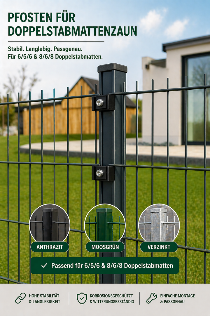 Pfosten 60x40mm für Doppelstabmattenzaun