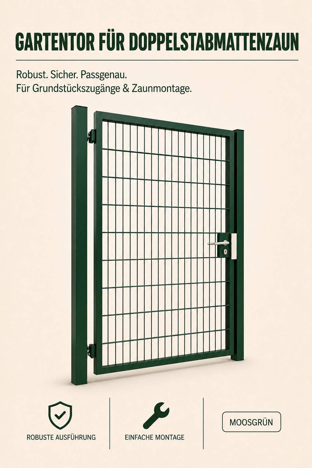 Gartentor für Doppelstabmattenzaun | universell passend