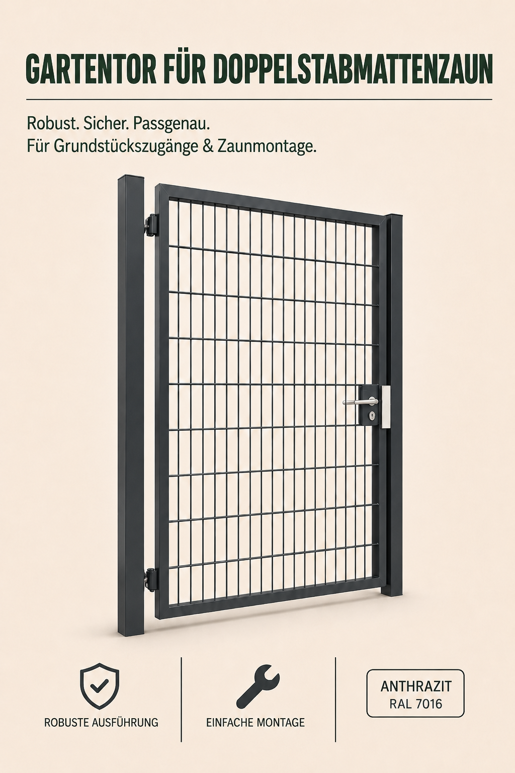 Gartentor für Doppelstabmattenzaun | universell passend