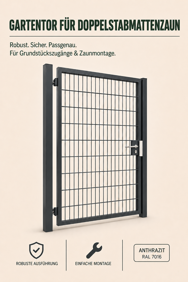 Gartentor für Doppelstabmattenzaun | universell passend