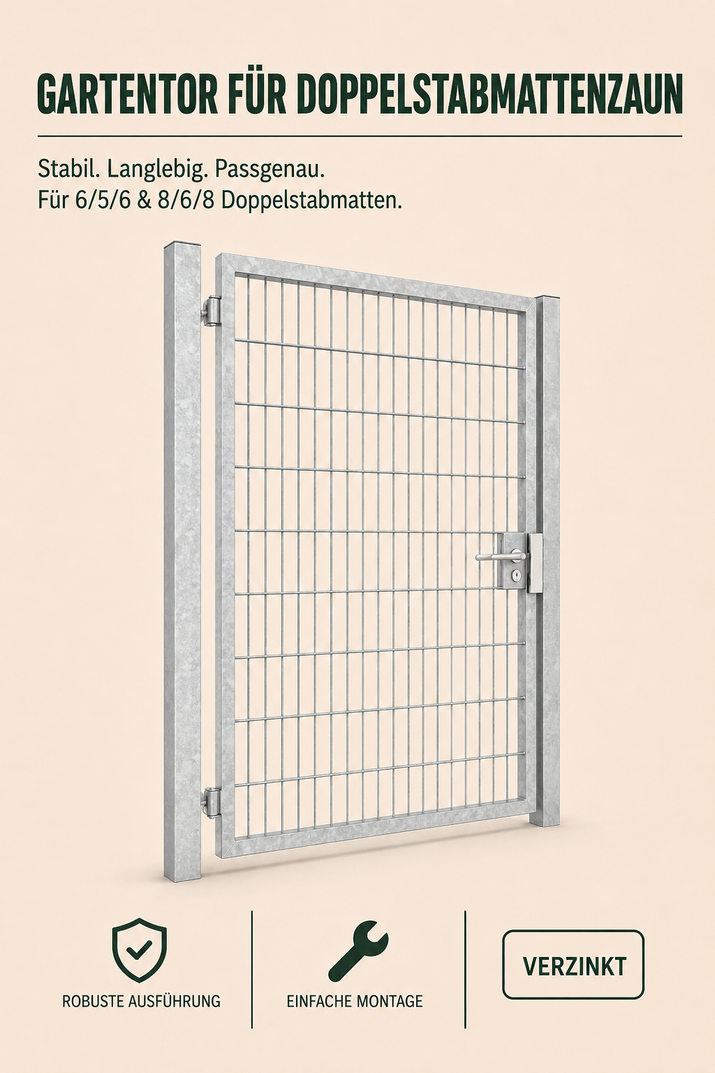 Gartentor für Doppelstabmattenzaun | universell passend