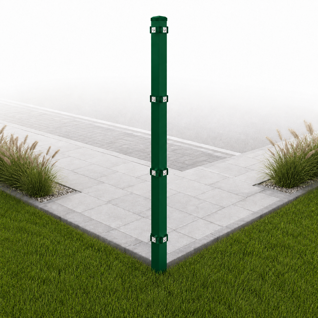 Eckpfosten für Doppelstabmattenzaun | 60x60mm | Richtungsänderung