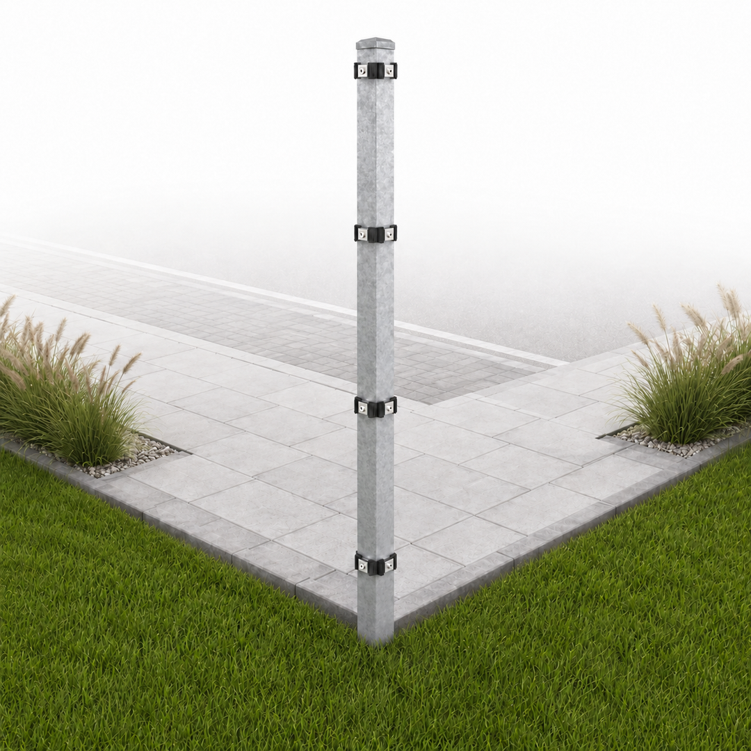 Eckpfosten für Doppelstabmattenzaun | 60x60mm | Richtungsänderung