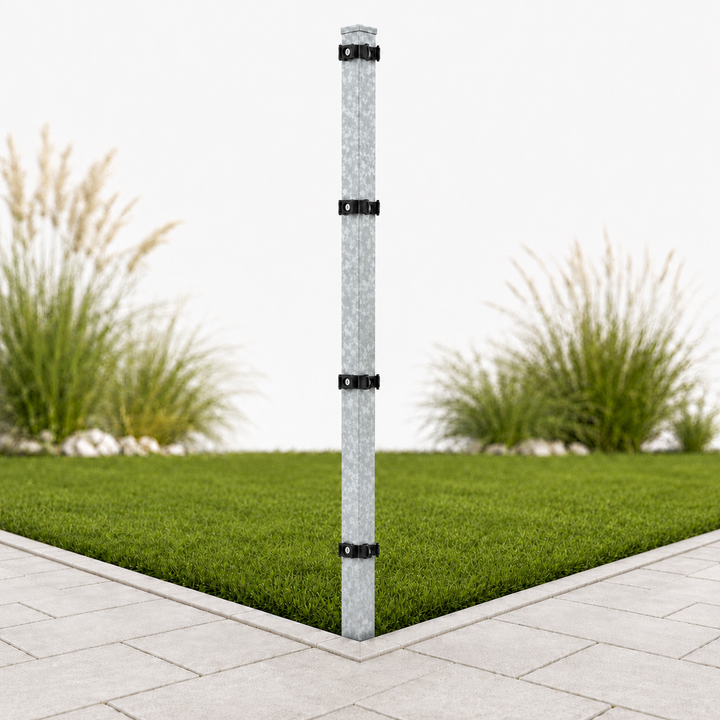 Eckpfosten für Doppelstabmattenzaun | 60x60mm | Richtungsänderung