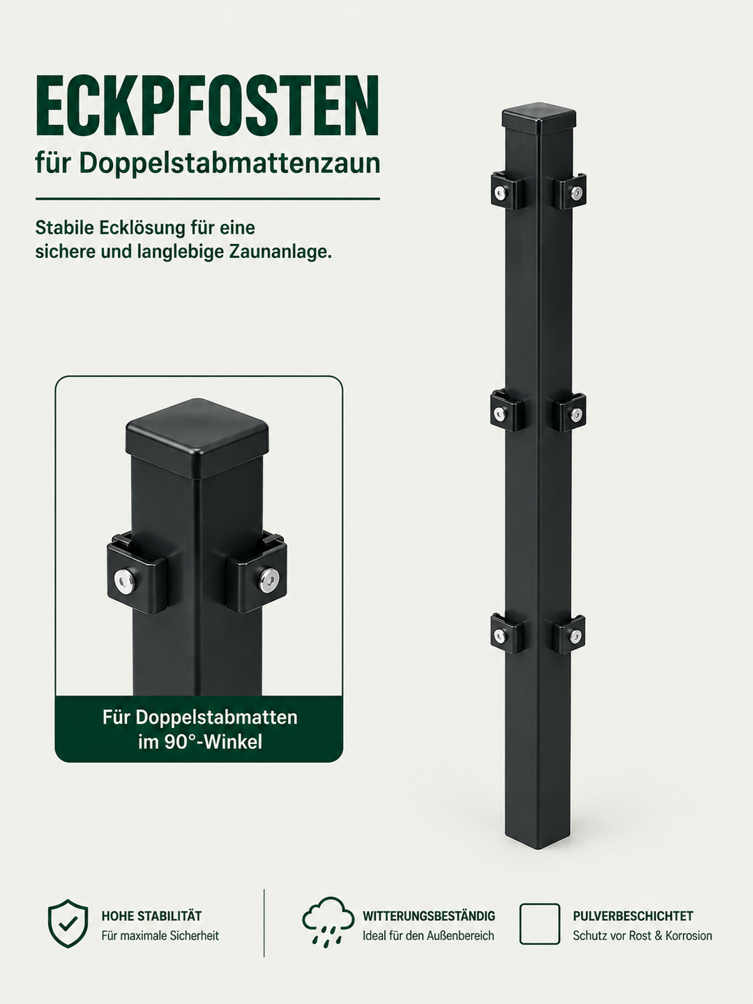 Eckpfosten für Doppelstabmattenzaun | 60x60mm | anthrazit