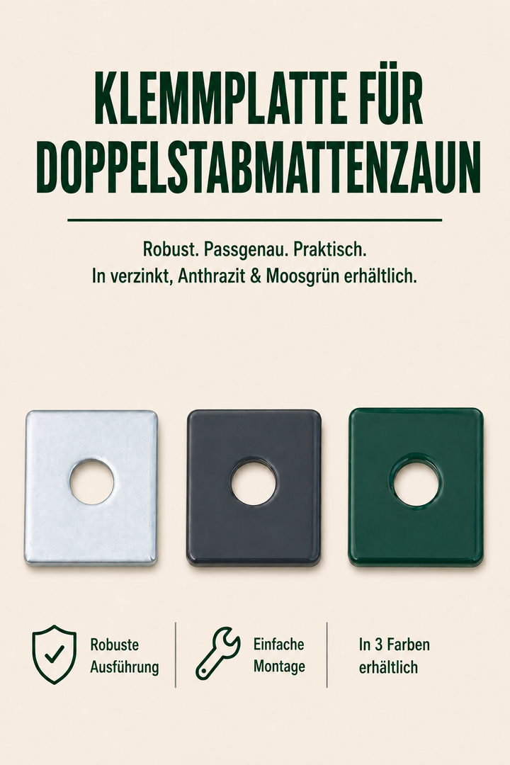 Klemmplatte für Doppelstabmattenzaun rostfrei