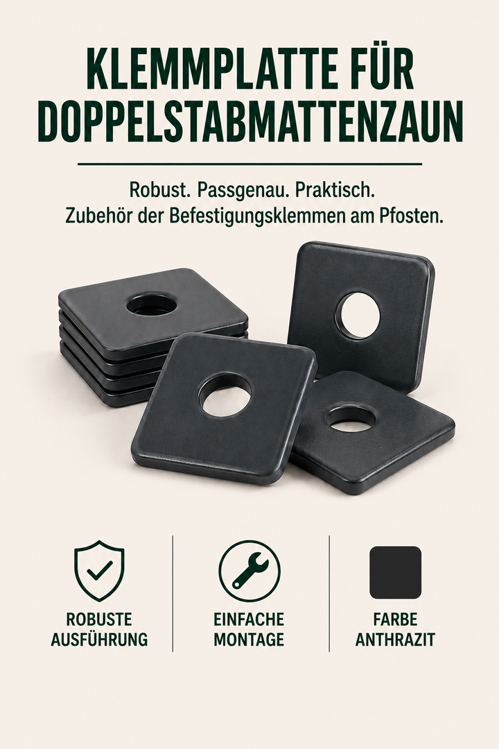 Klemmplatte für Doppelstabmattenzaun rostfrei