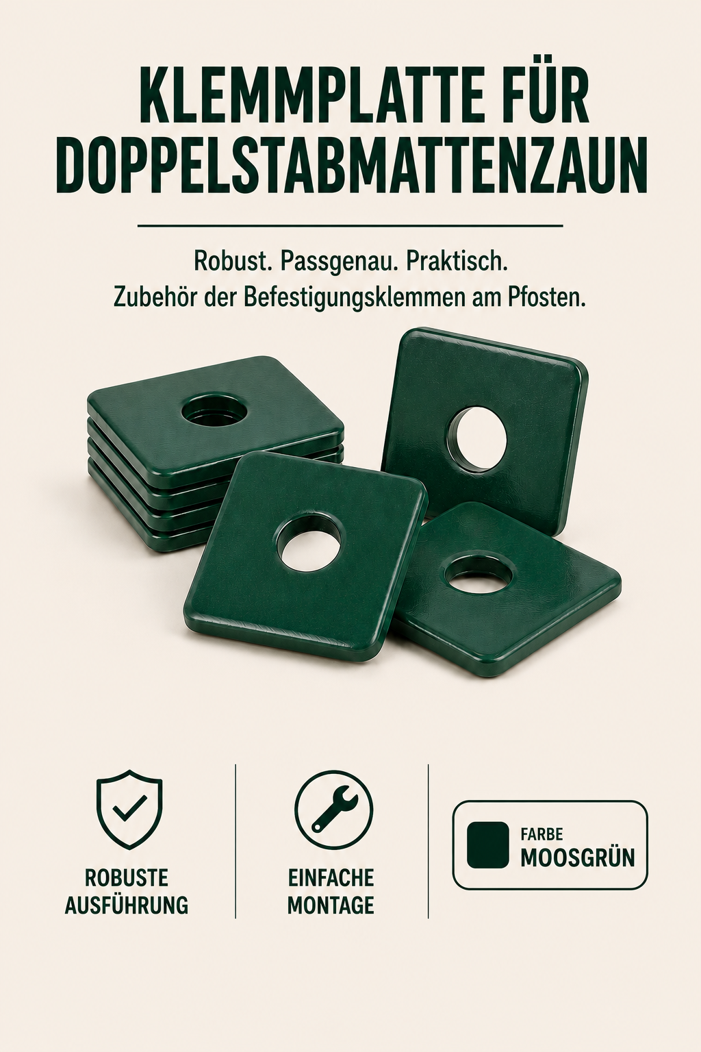 Klemmplatte für Doppelstabmattenzaun rostfrei