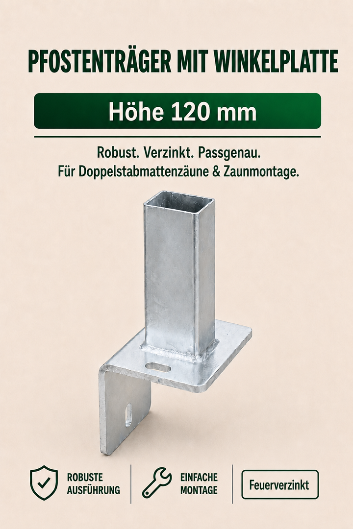 Pfostenträger mit Stützwinkel für Pfosten 60×40 mm