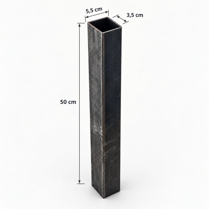 Pfostenverlängerung Stahlgrau mit Maßen 50 cm und Profil 55 × 35 mm