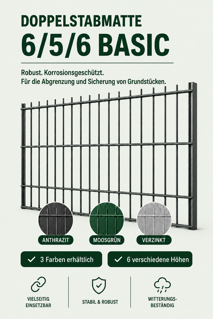 Doppelstabmattenzaun 6/5/6 Basic