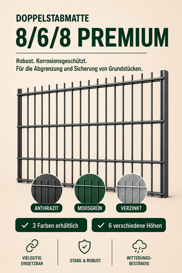 Doppelstabmattenzaun 8/6/8 Premium