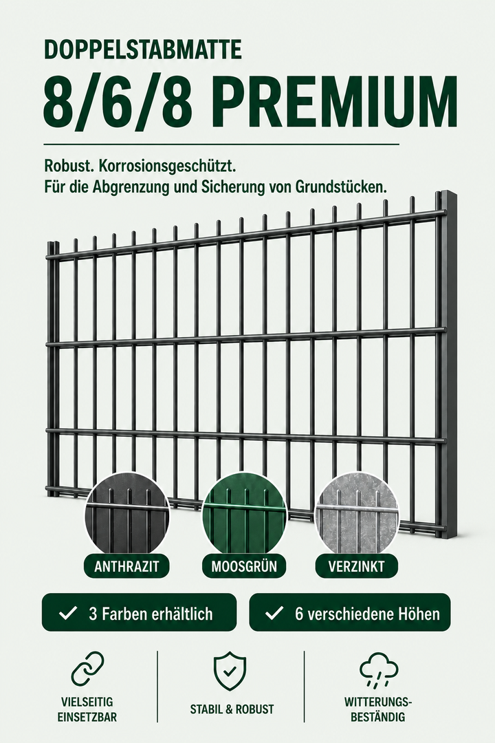 Doppelstabmattenzaun 8/6/8 Premium