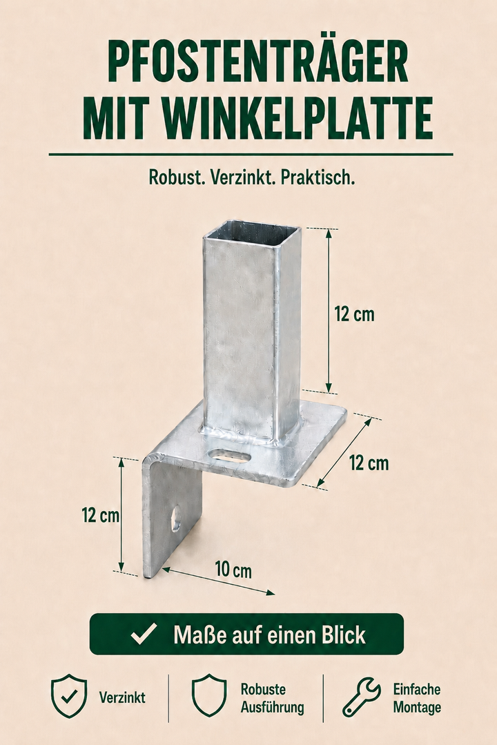 Pfostenträger mit Stützwinkel für Pfosten 60×40 mm